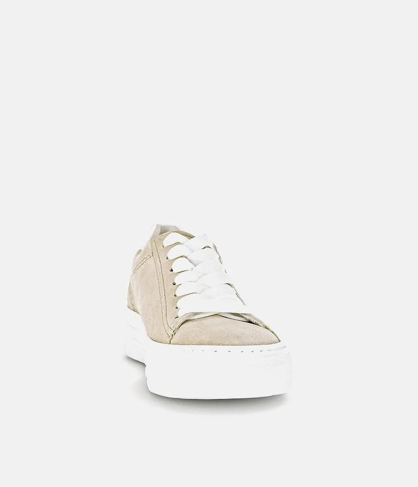 Gabor Trendy Beige Suede Platform Trainers