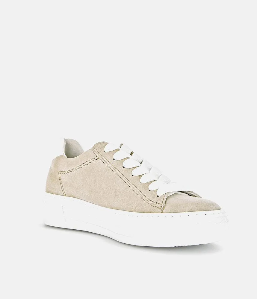 Gabor Trendy Beige Suede Platform Trainers
