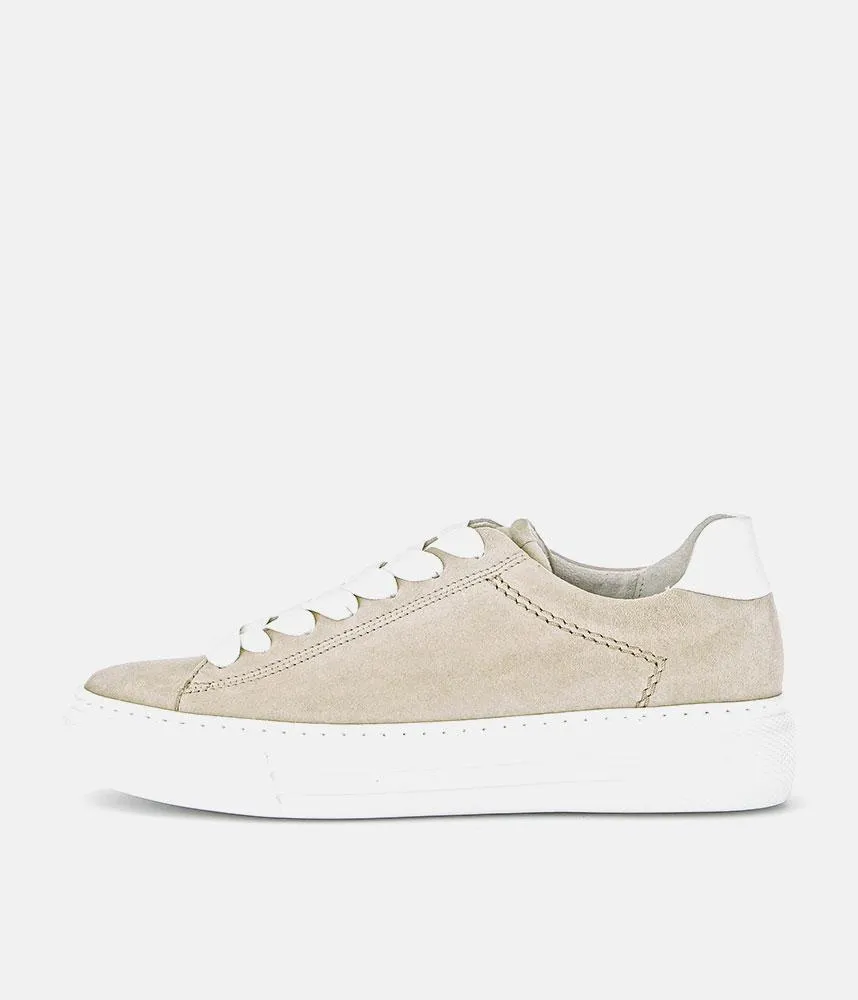 Gabor Trendy Beige Suede Platform Trainers