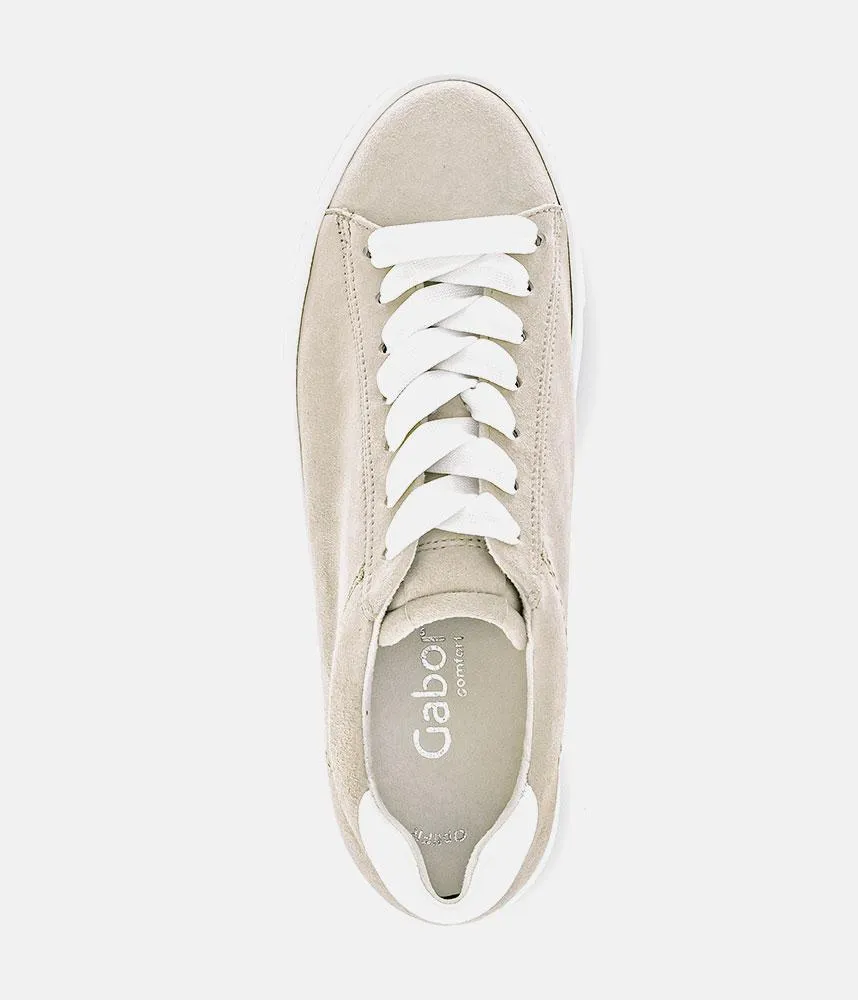 Gabor Trendy Beige Suede Platform Trainers