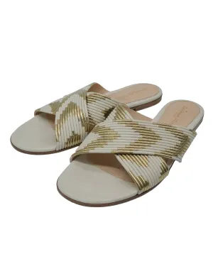 Gianvito Rossi Flat Sandals Beige/ Gold 37 RJC3279