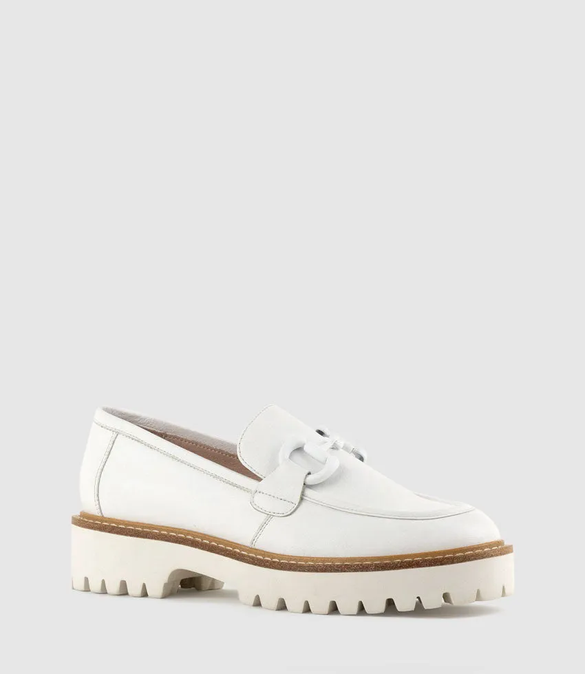 GIDEON Moccasin on Chunky Sole in Offwhite