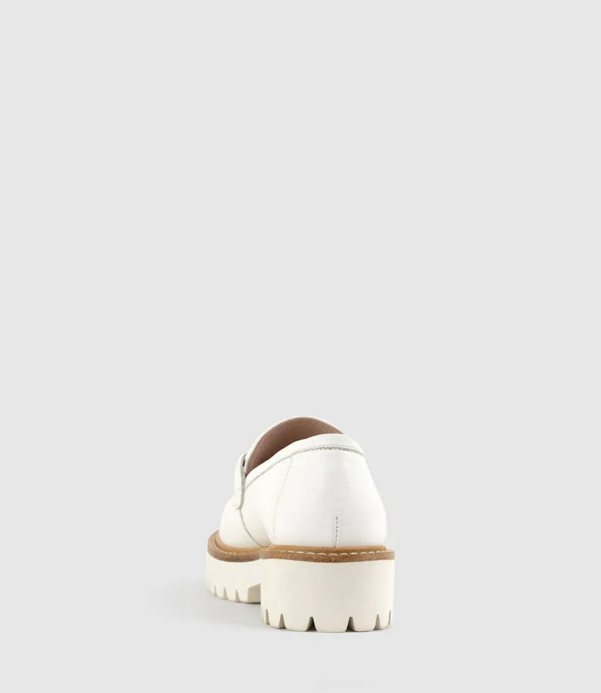 GIDEON Moccasin on Chunky Sole in Offwhite