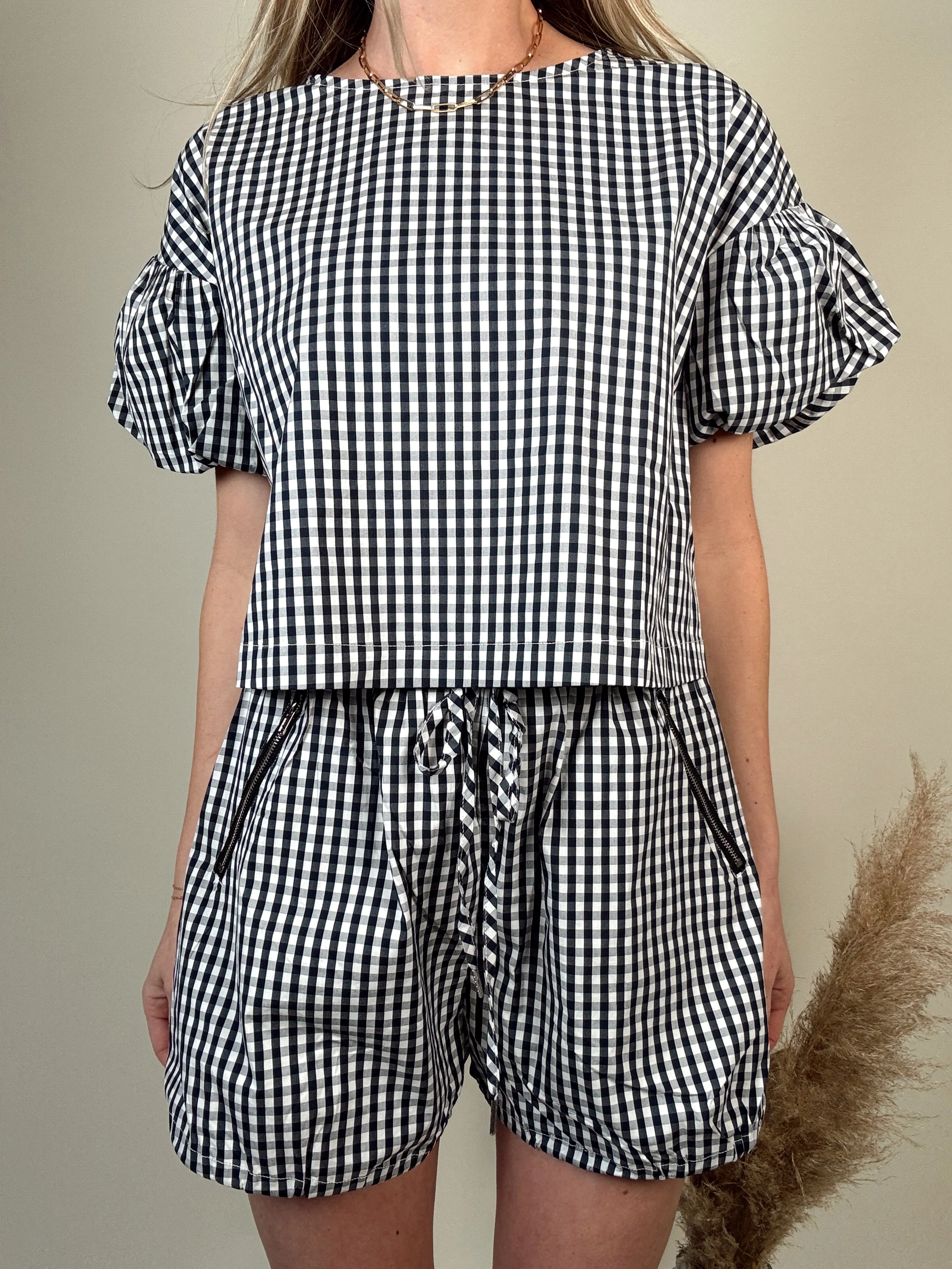 Gingham Top and Shorts Set
