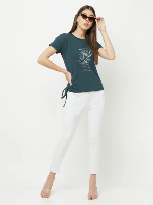 Green Tropical Knotted T-Shirt