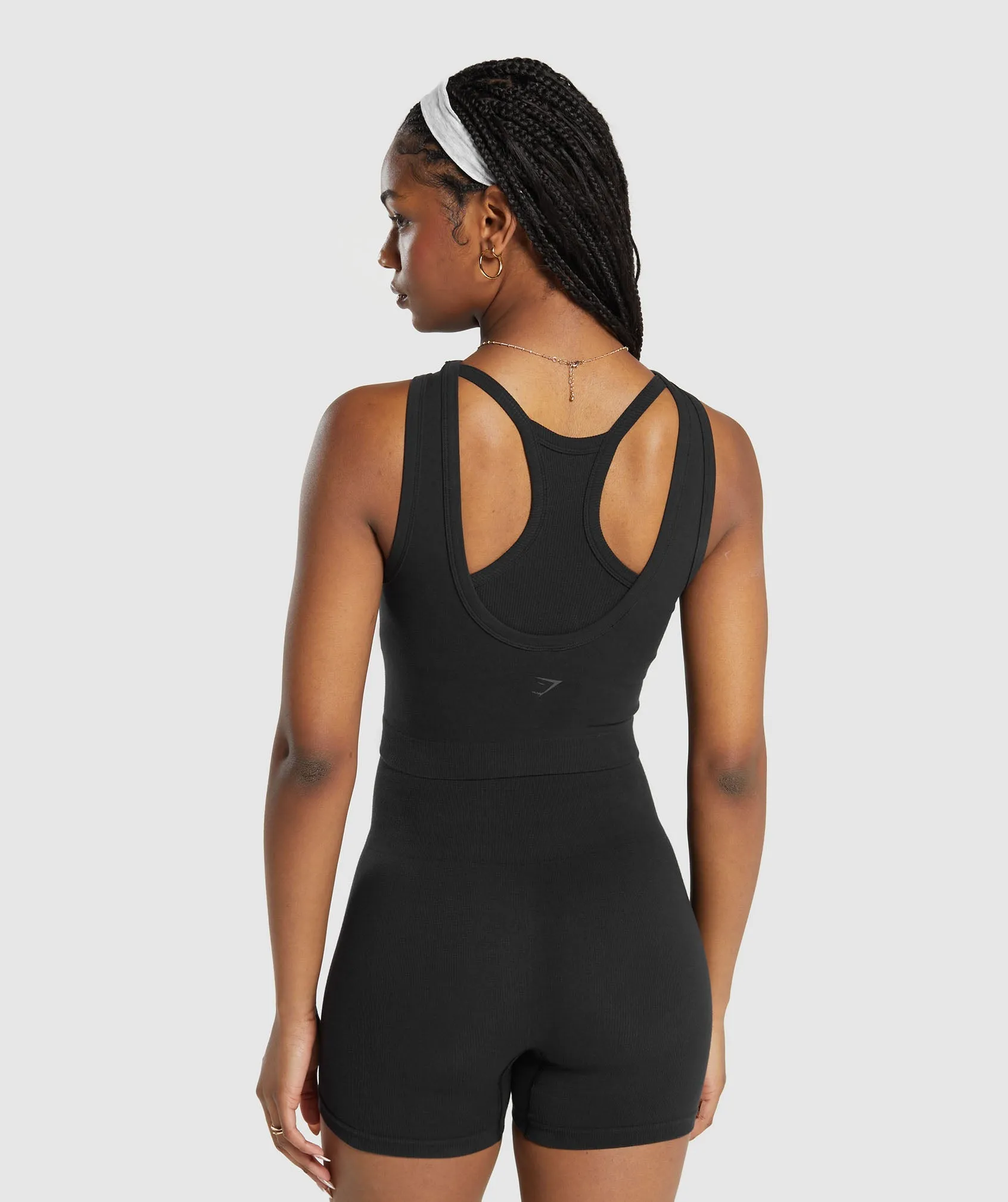 Gymshark Ribbed Cotton Seamless Body Fit Tank - Black
