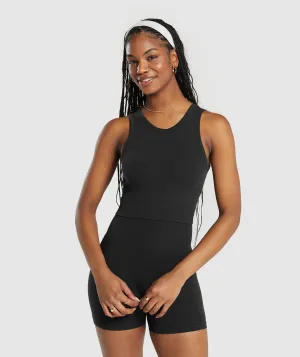 Gymshark Ribbed Cotton Seamless Body Fit Tank - Black
