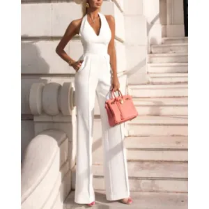 Halter Backless Wide-Leg Jumpsuit