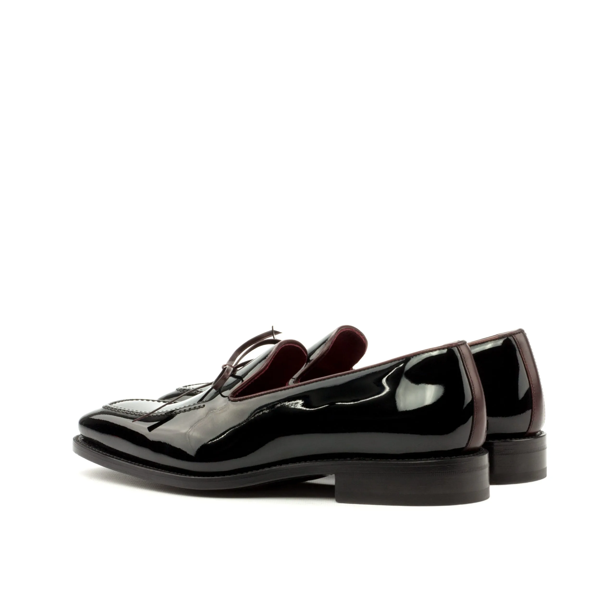 Height Increasing Goodyear Welted Sabugal Black Patent Laced Loafer With Violin Leather Sole