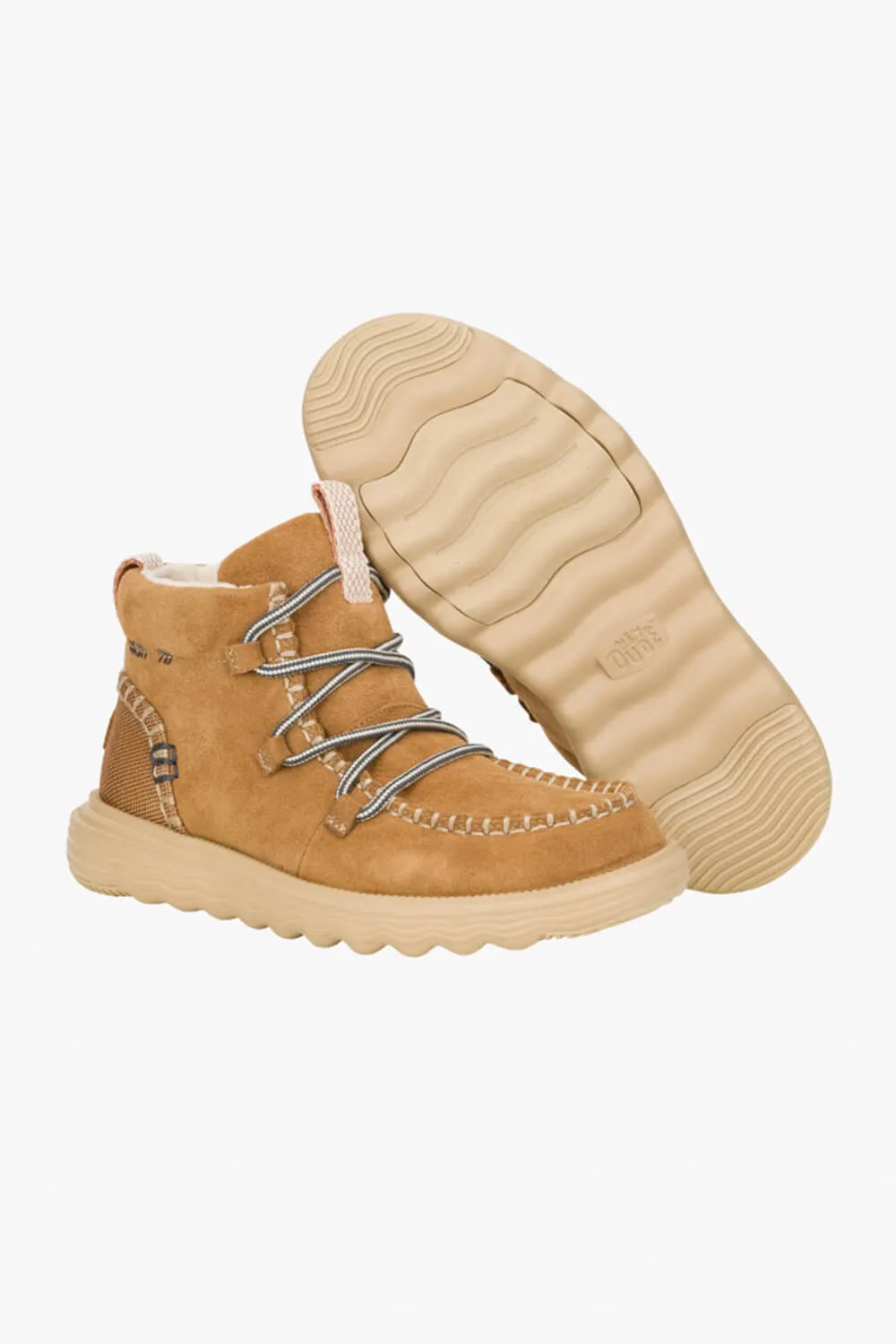 HEYDUDE Women’s Reyes Lace Up Leather Booties in Tan | 42012-265