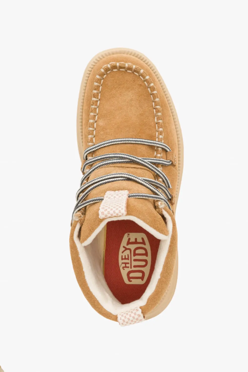 HEYDUDE Women’s Reyes Lace Up Leather Booties in Tan | 42012-265