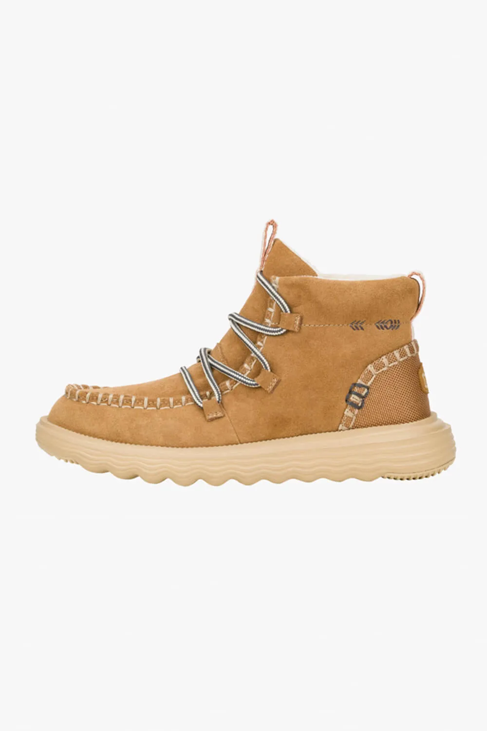 HEYDUDE Women’s Reyes Lace Up Leather Booties in Tan | 42012-265