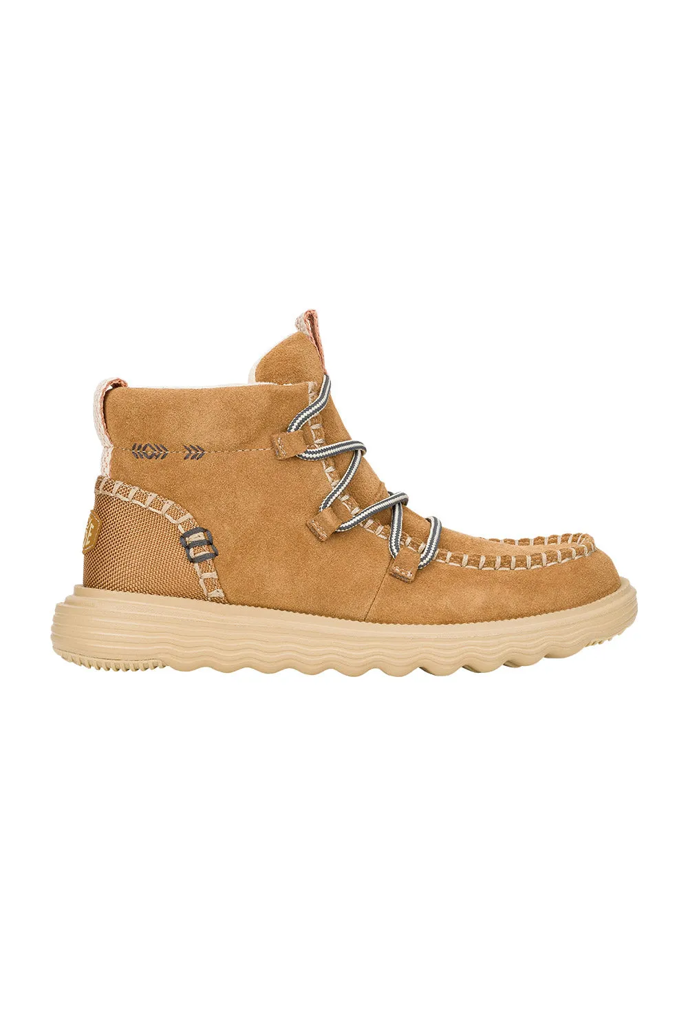 HEYDUDE Women’s Reyes Lace Up Leather Booties in Tan | 42012-265