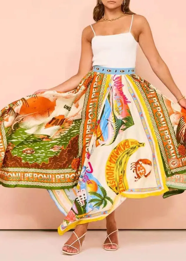 Ivy Irregular Print Skirt
