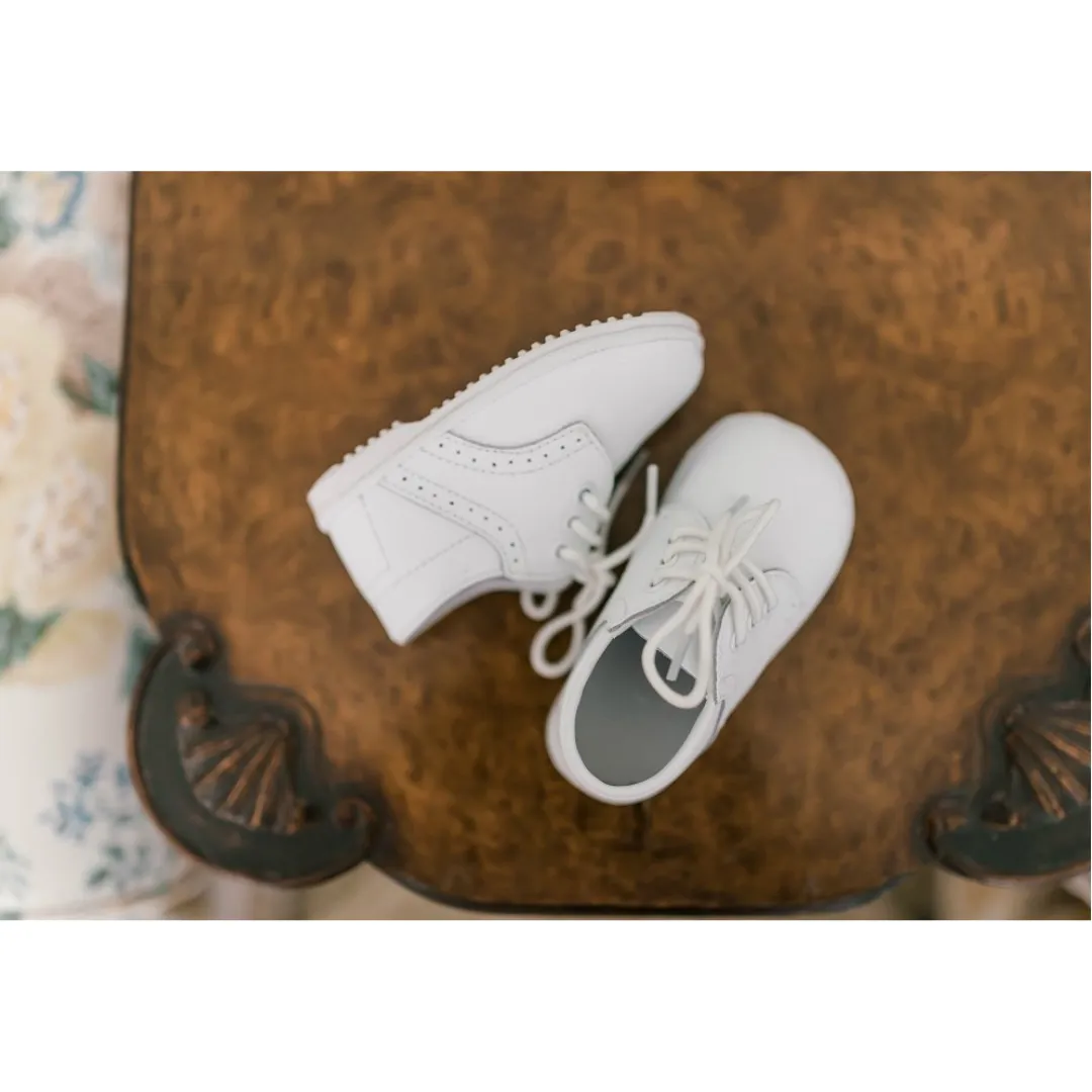 James Boy's White Leather Lace Up Shoe