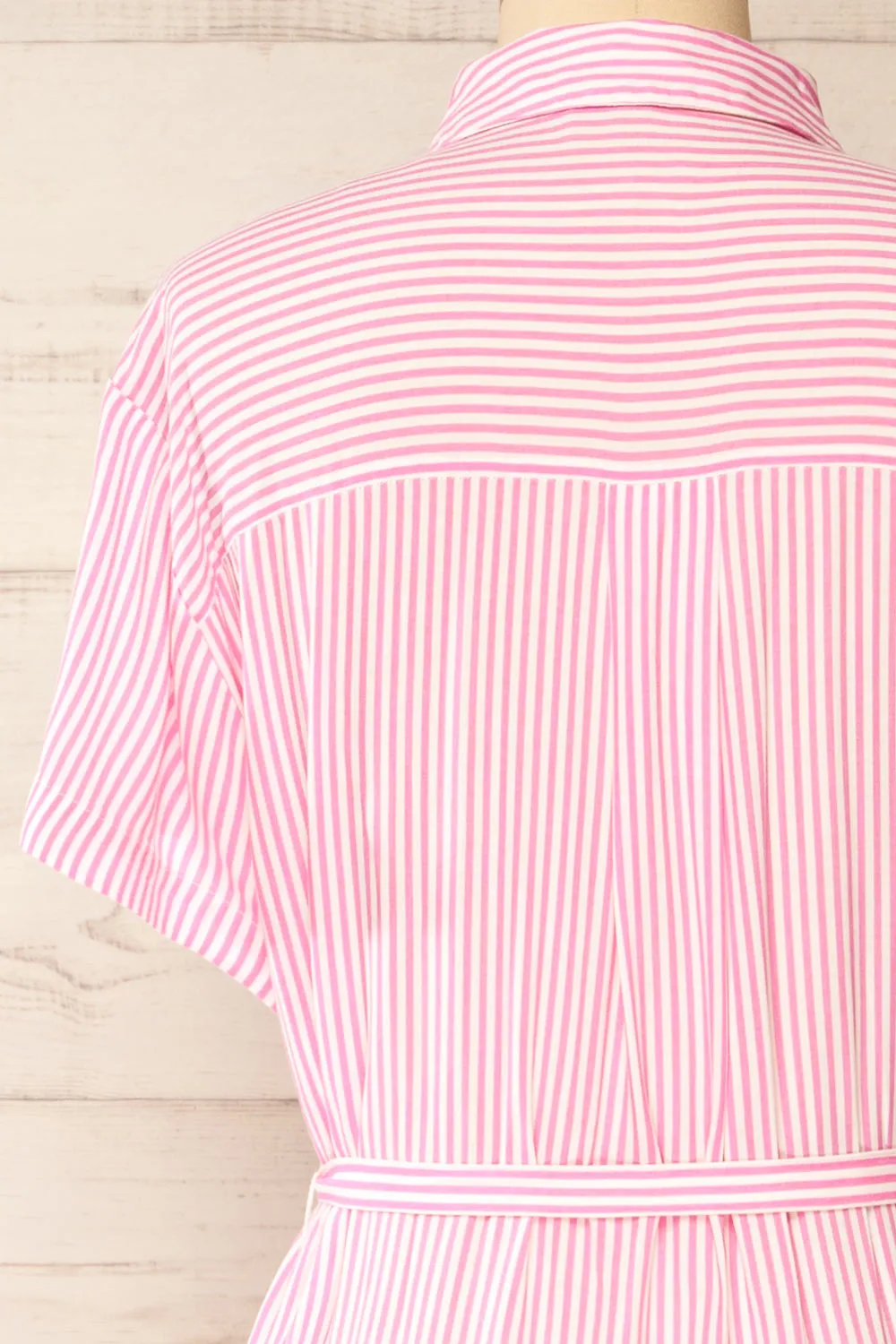 Latresne Pink Stripes | Buttoned Midi Shirt Dress