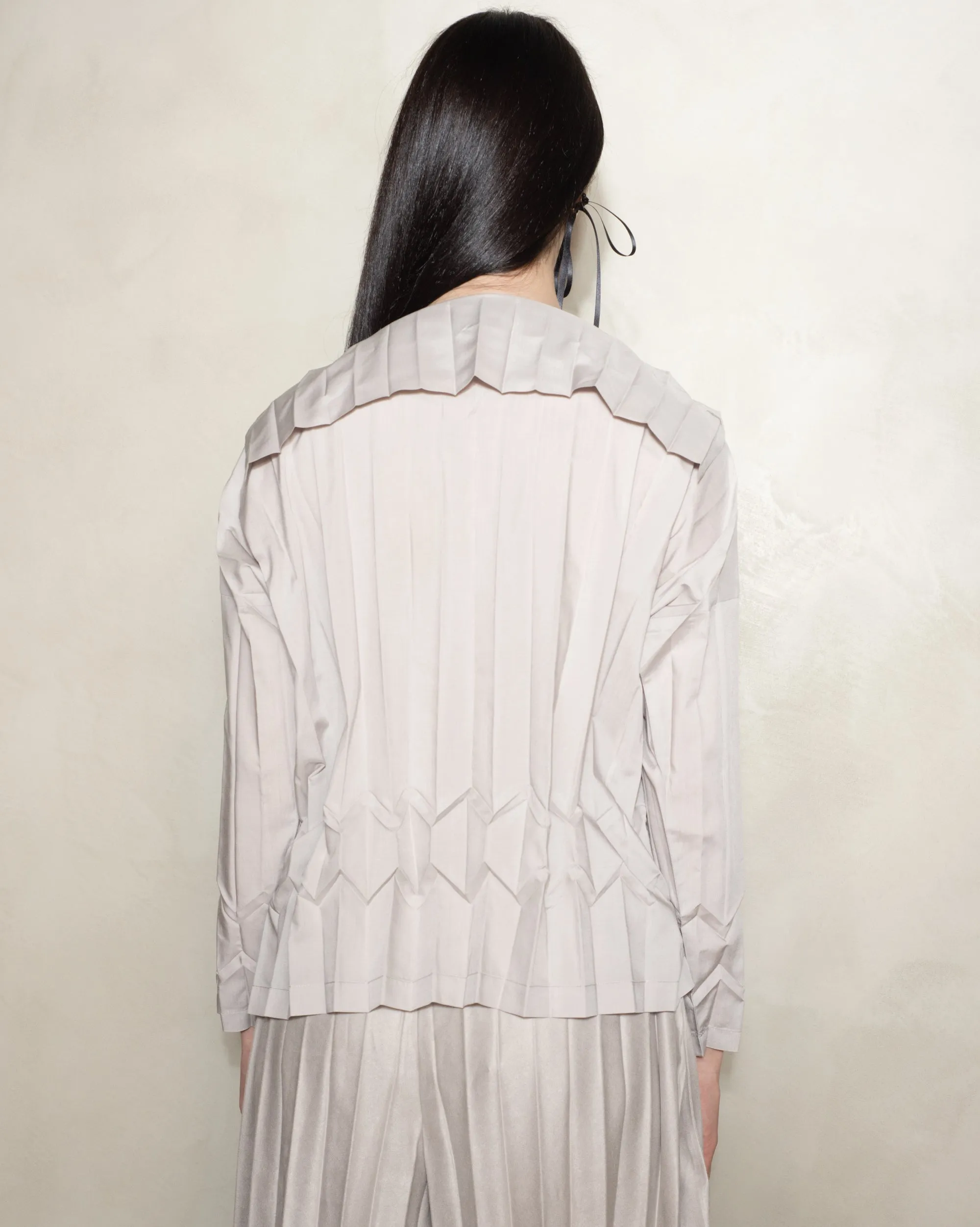 Light Grey Cube Pleats Shirt