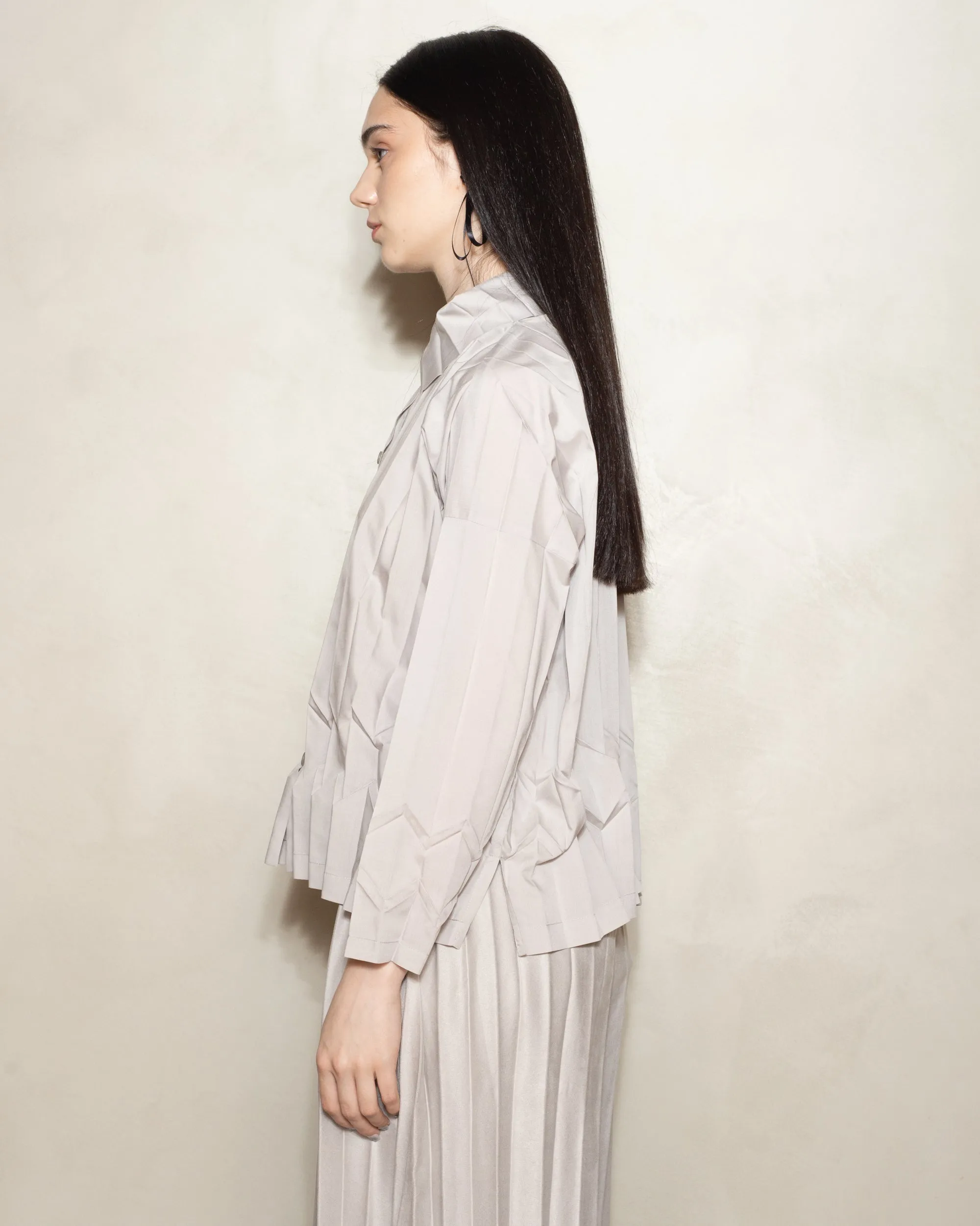 Light Grey Cube Pleats Shirt