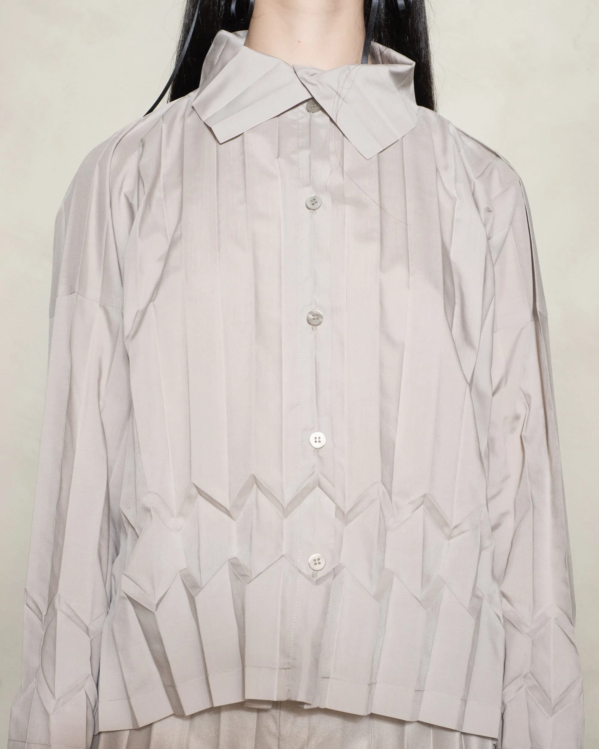 Light Grey Cube Pleats Shirt