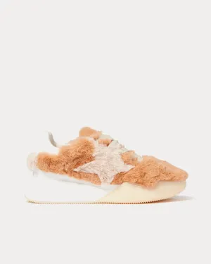 Loop Shaggy Lace-Up Beige Low Top Sneakers