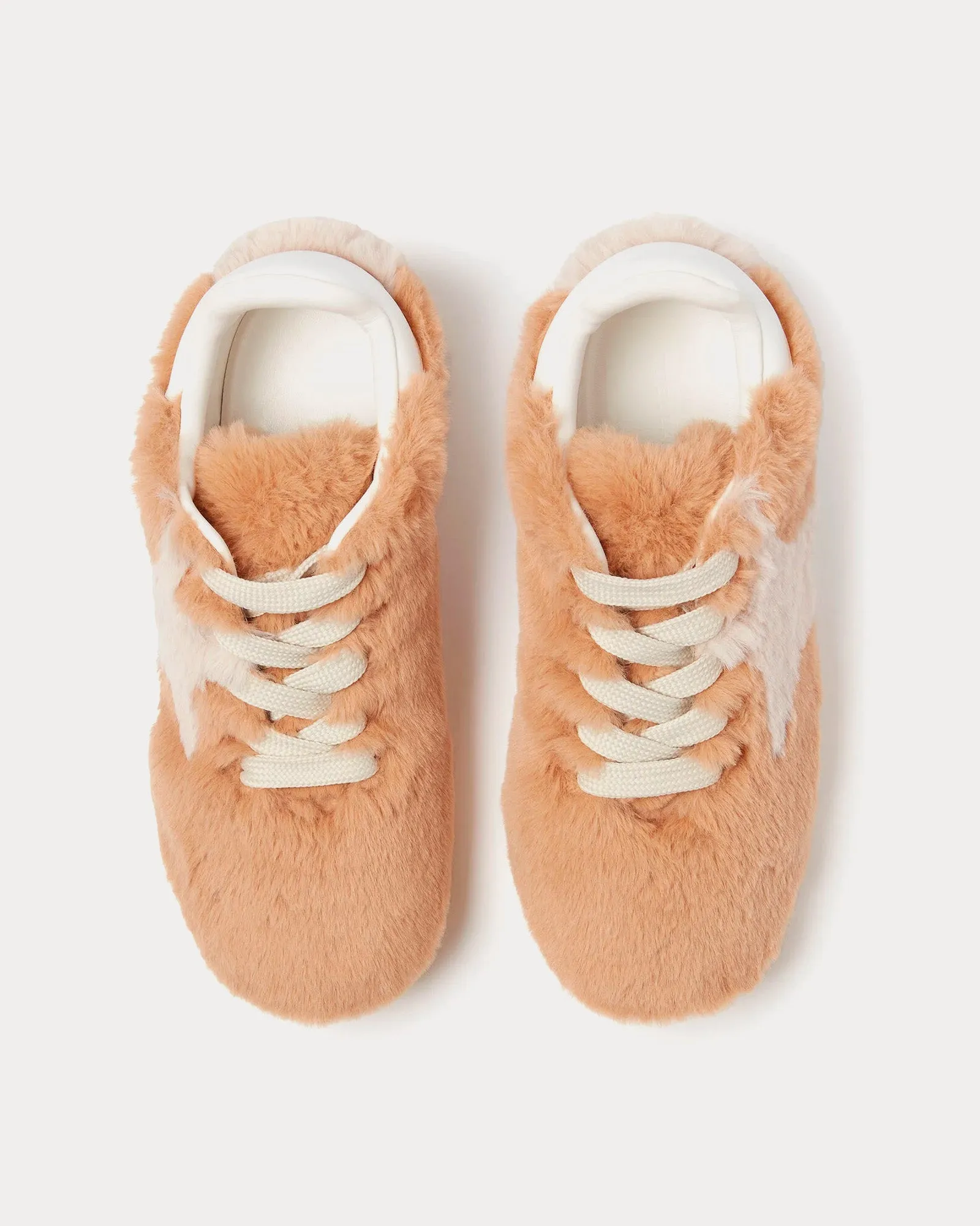 Loop Shaggy Lace-Up Beige Low Top Sneakers