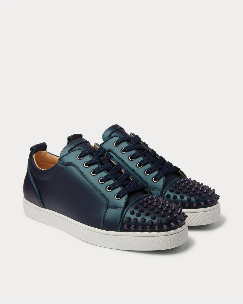 Louis Junior Spikes Cap-Toe Iridescent Leather  Blue low top sneakers