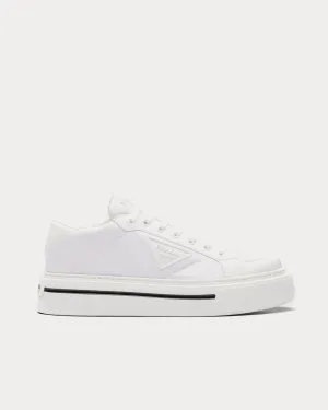 Macro Re-Nylon & Brushed Leather White Low Top Sneakers