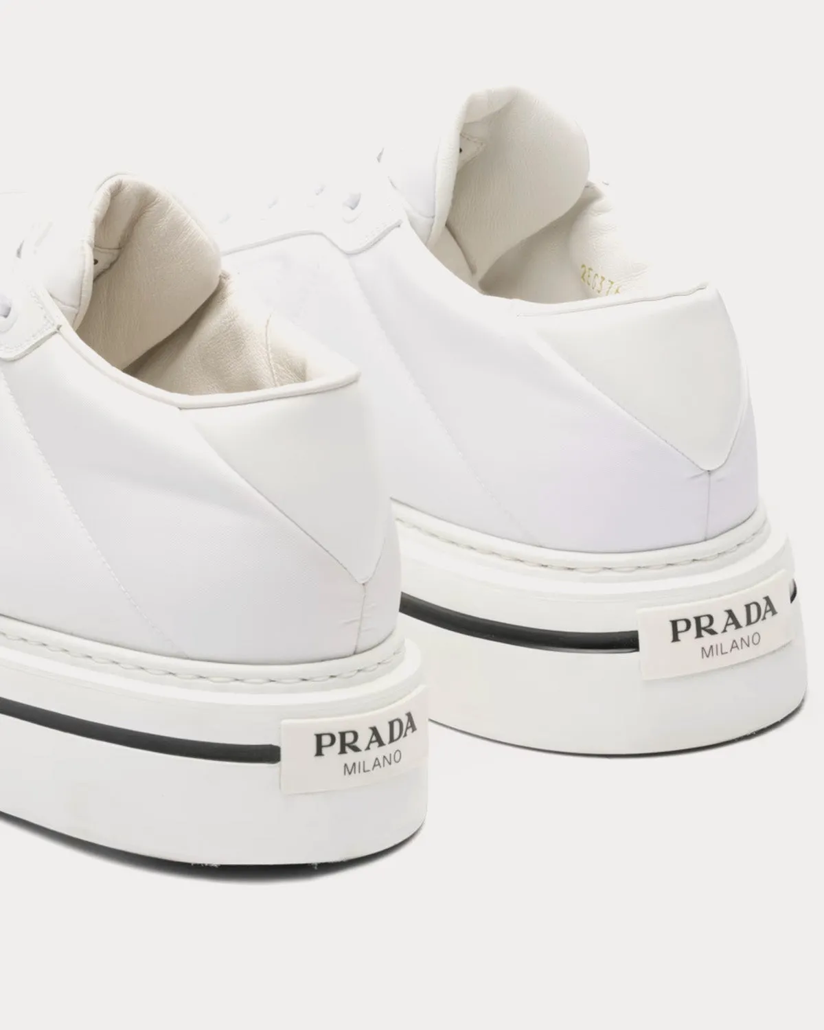 Macro Re-Nylon & Brushed Leather White Low Top Sneakers