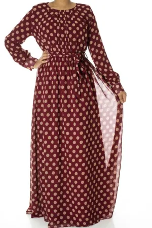 Maroon Polka dot maxi dress