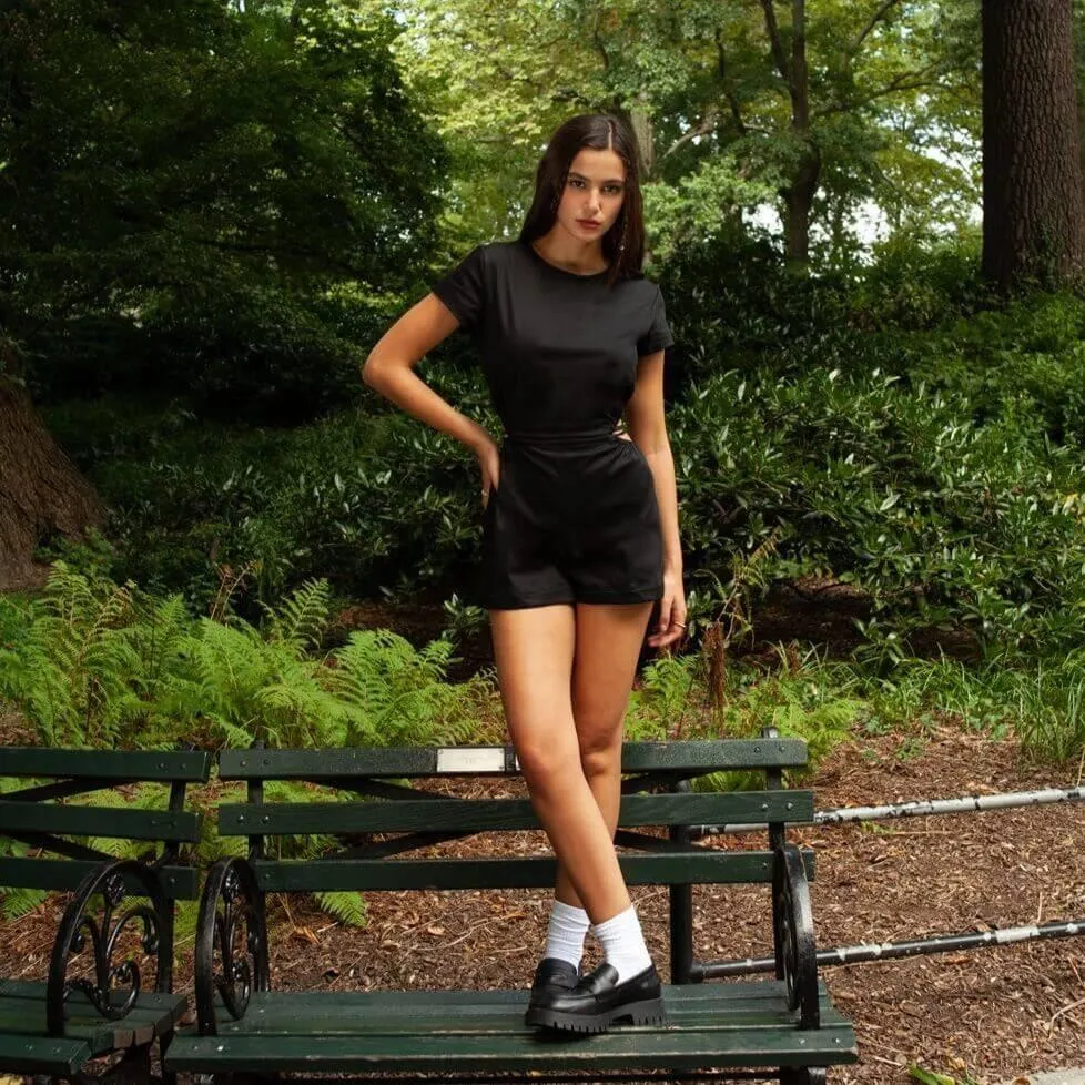 MEET-MARIE TWEEN Maria Black Romper Cutout cotton