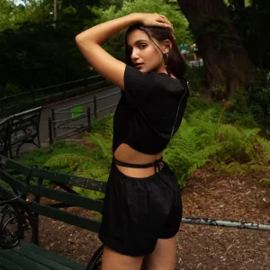 MEET-MARIE TWEEN Maria Black Romper Cutout cotton