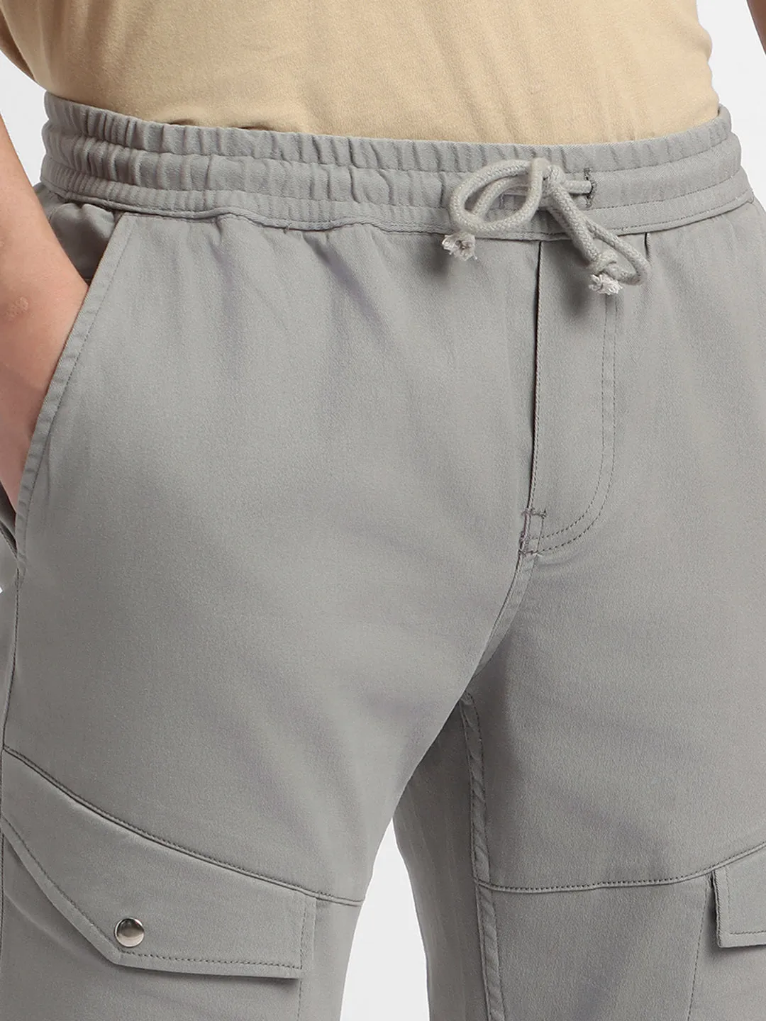 Men's Grey Smart Slim Fit Cargo Trouser