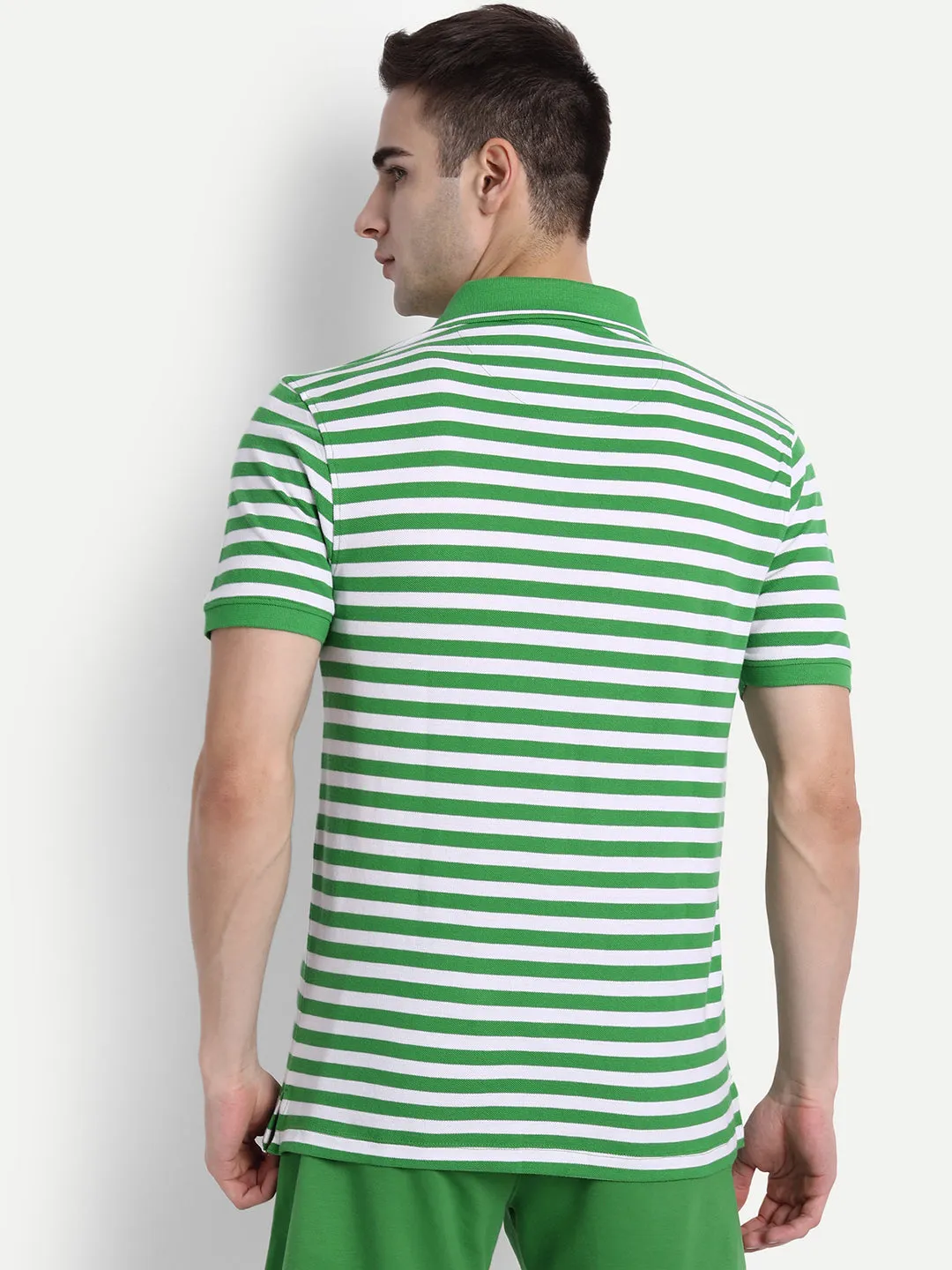 Mens Premium Cotton Stripe Half Sleeve Collar T-Shirts