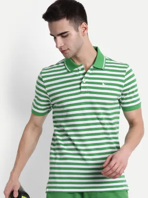 Mens Premium Cotton Stripe Half Sleeve Collar T-Shirts