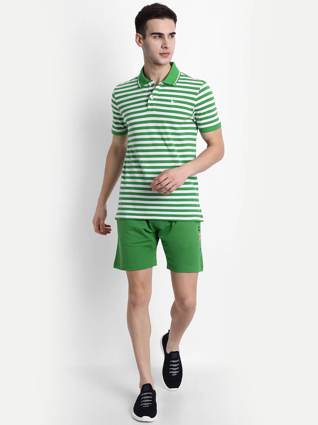 Mens Premium Cotton Stripe Half Sleeve Collar T-Shirts
