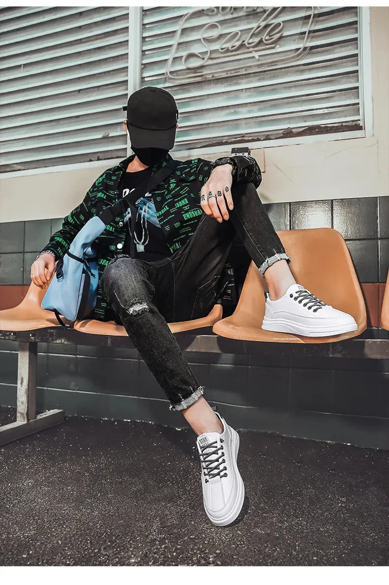 Men's Sneakers Trendy White Lightweight Casual Shoes 2024 Comfortable Slip-on Men Vulcanized Shoes Designer Leather Shoes Tenis