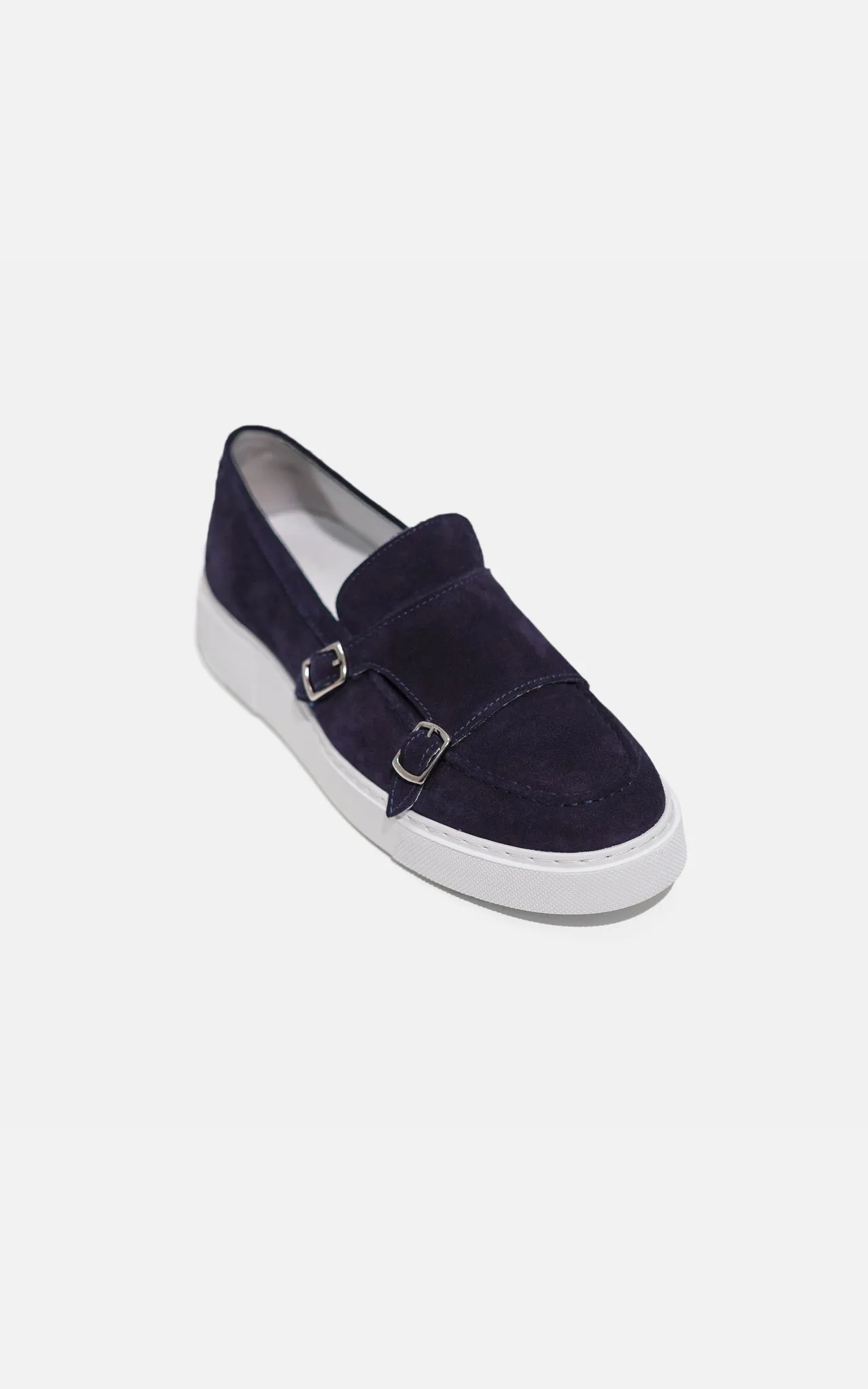 Monk Strap Suede Leather Navy Blue Shoes