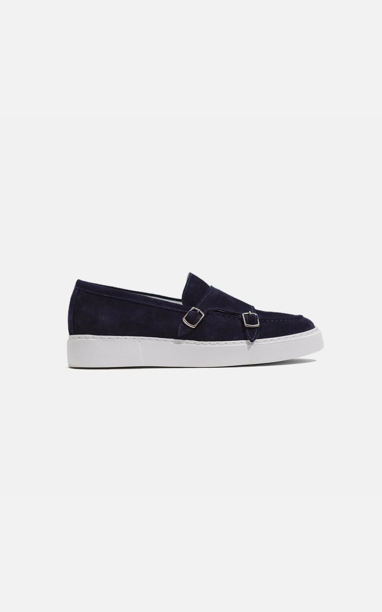 Monk Strap Suede Leather Navy Blue Shoes