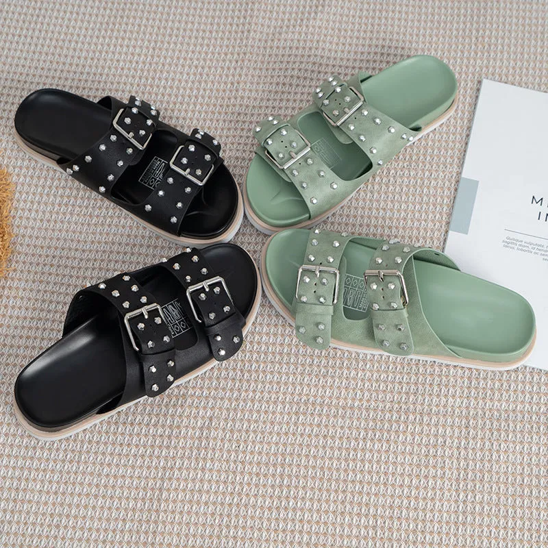 Nanccy Belt Buckle Flat Versatile Women Sandals