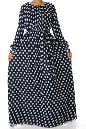 Navy Polka dot maxi dress