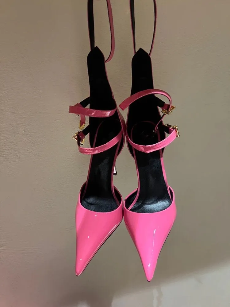 New Stylish Stiletto Pointed-Toe Patent Leather Sandals