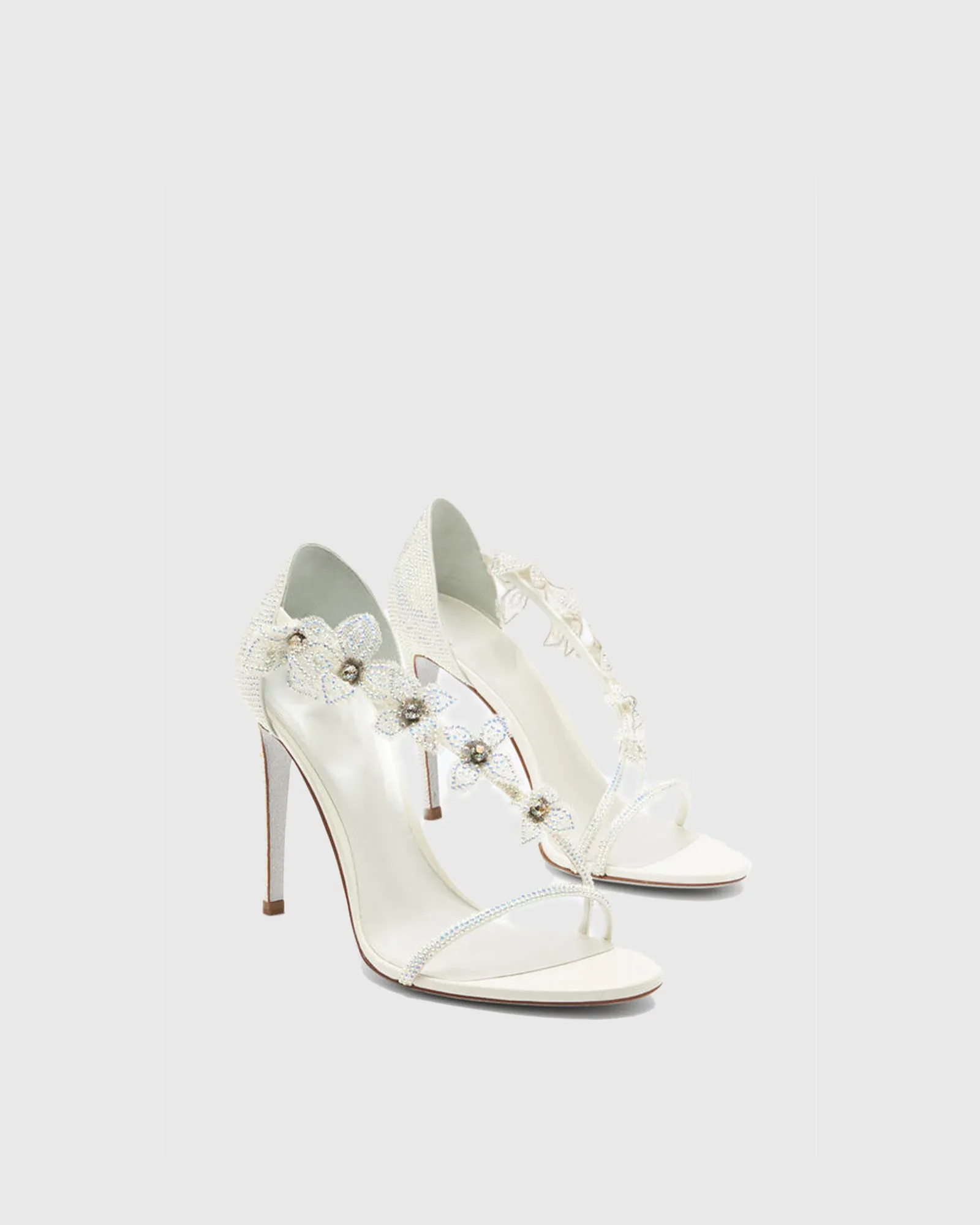 Olimpia Rhinestone Flower Sandals In White