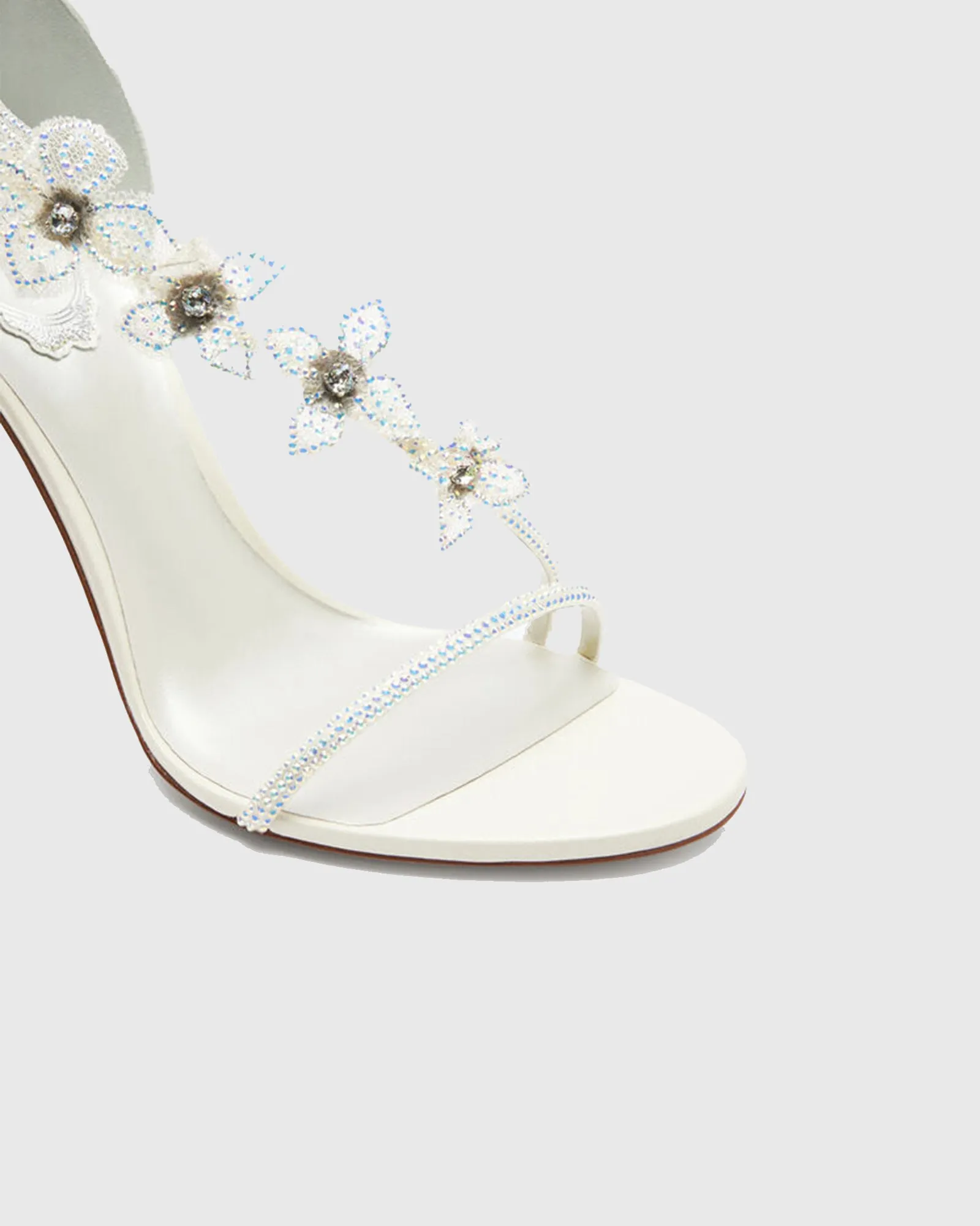 Olimpia Rhinestone Flower Sandals In White