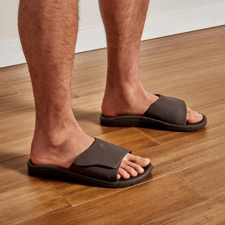 Olukai Nalu Slide Dark Java Men’s Versatile Slide Sandals