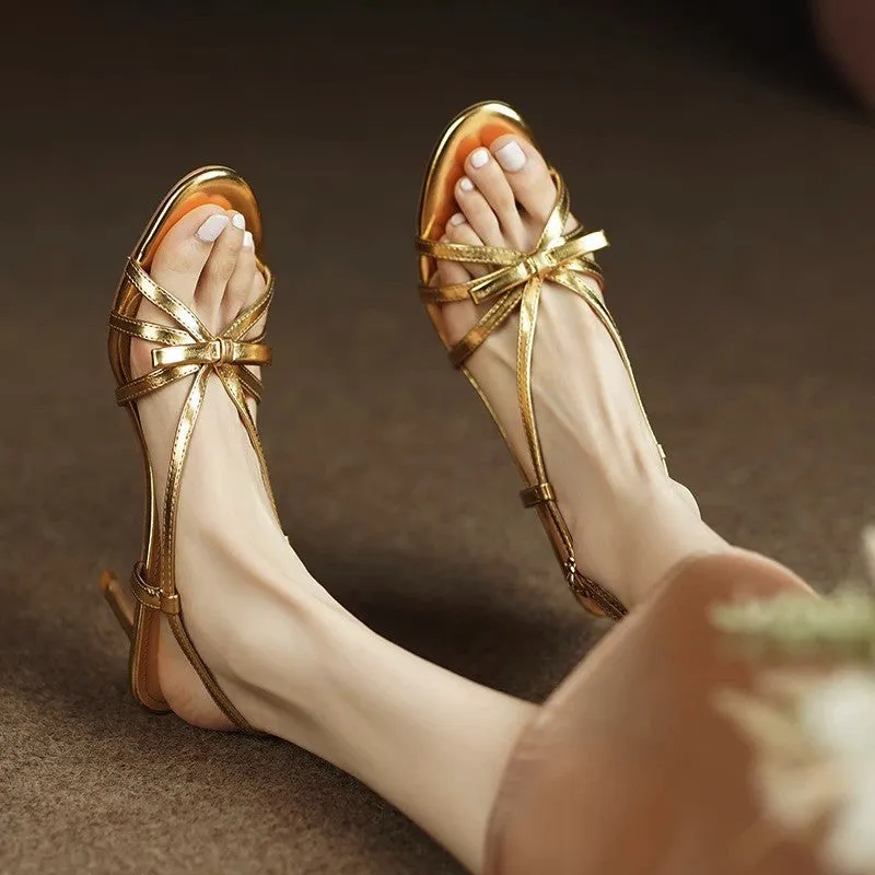 Open-Toe Fashionable and Sexy Bow Sandals