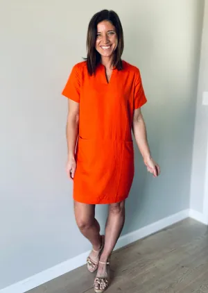 Orange Shift Dress