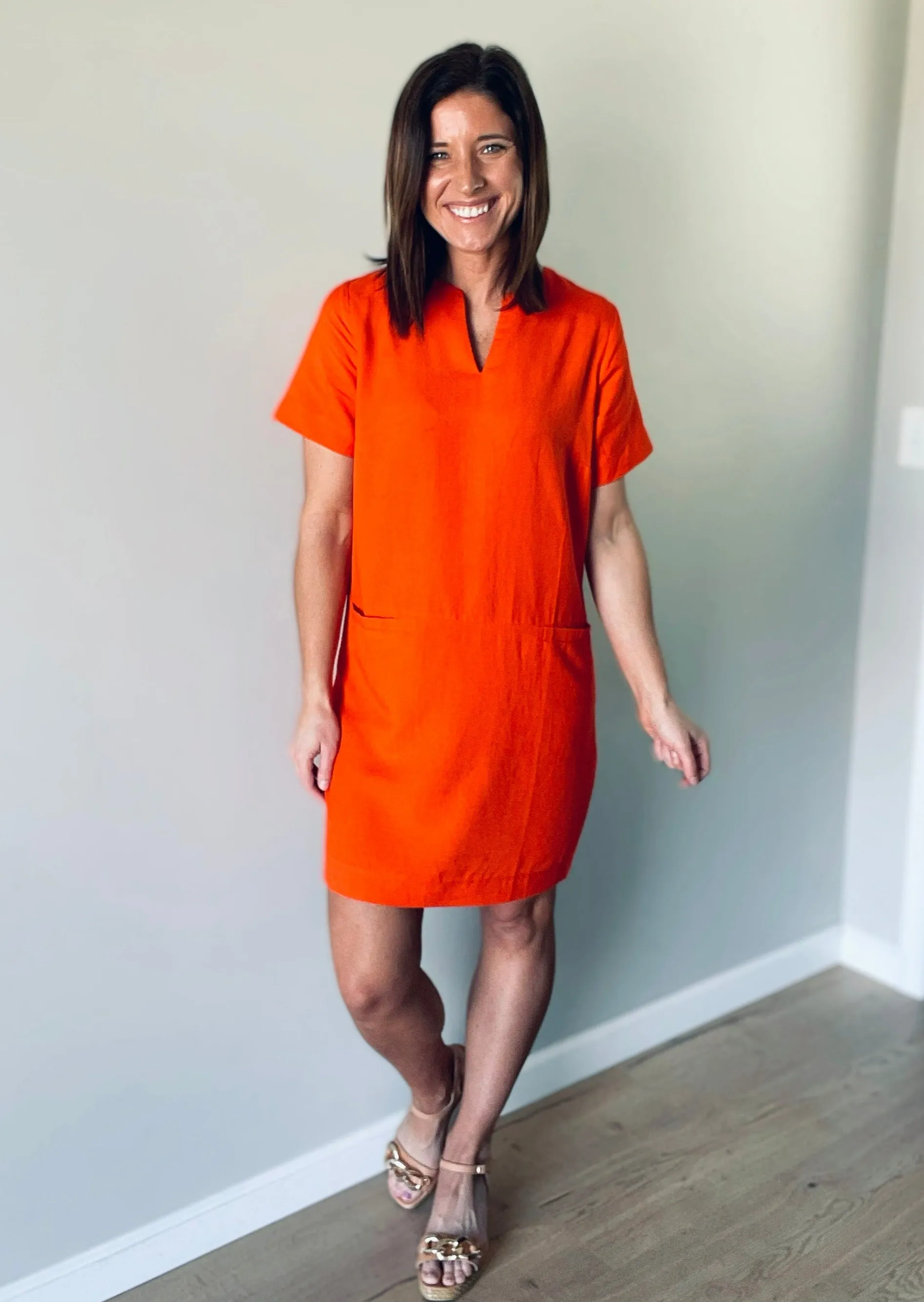 Orange Shift Dress