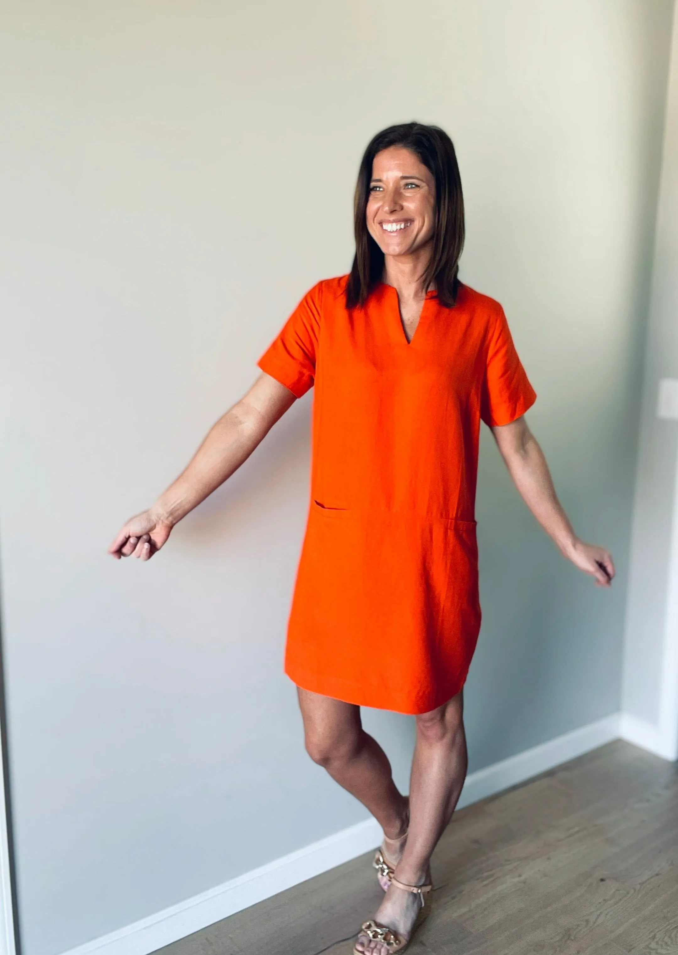 Orange Shift Dress