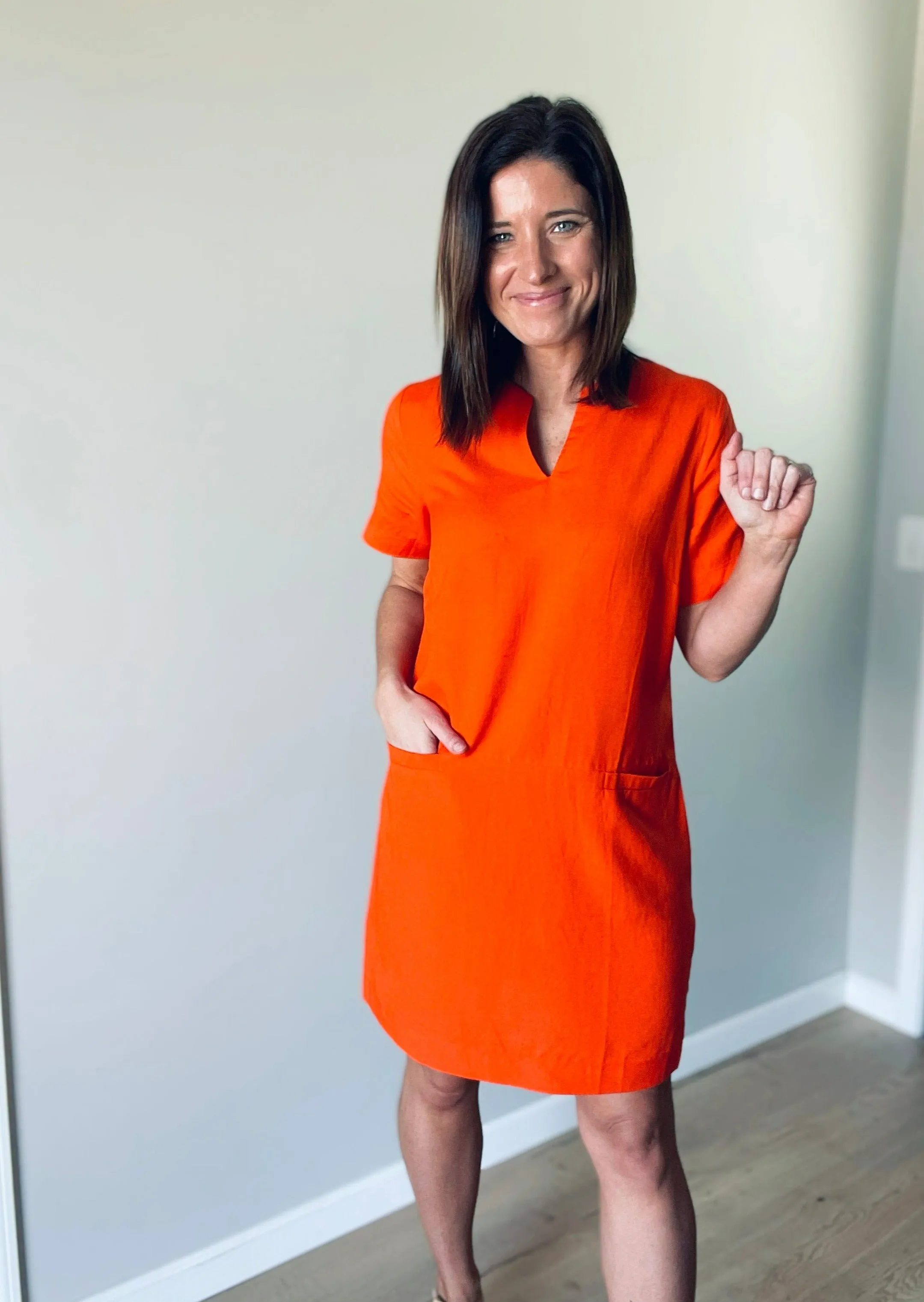 Orange Shift Dress