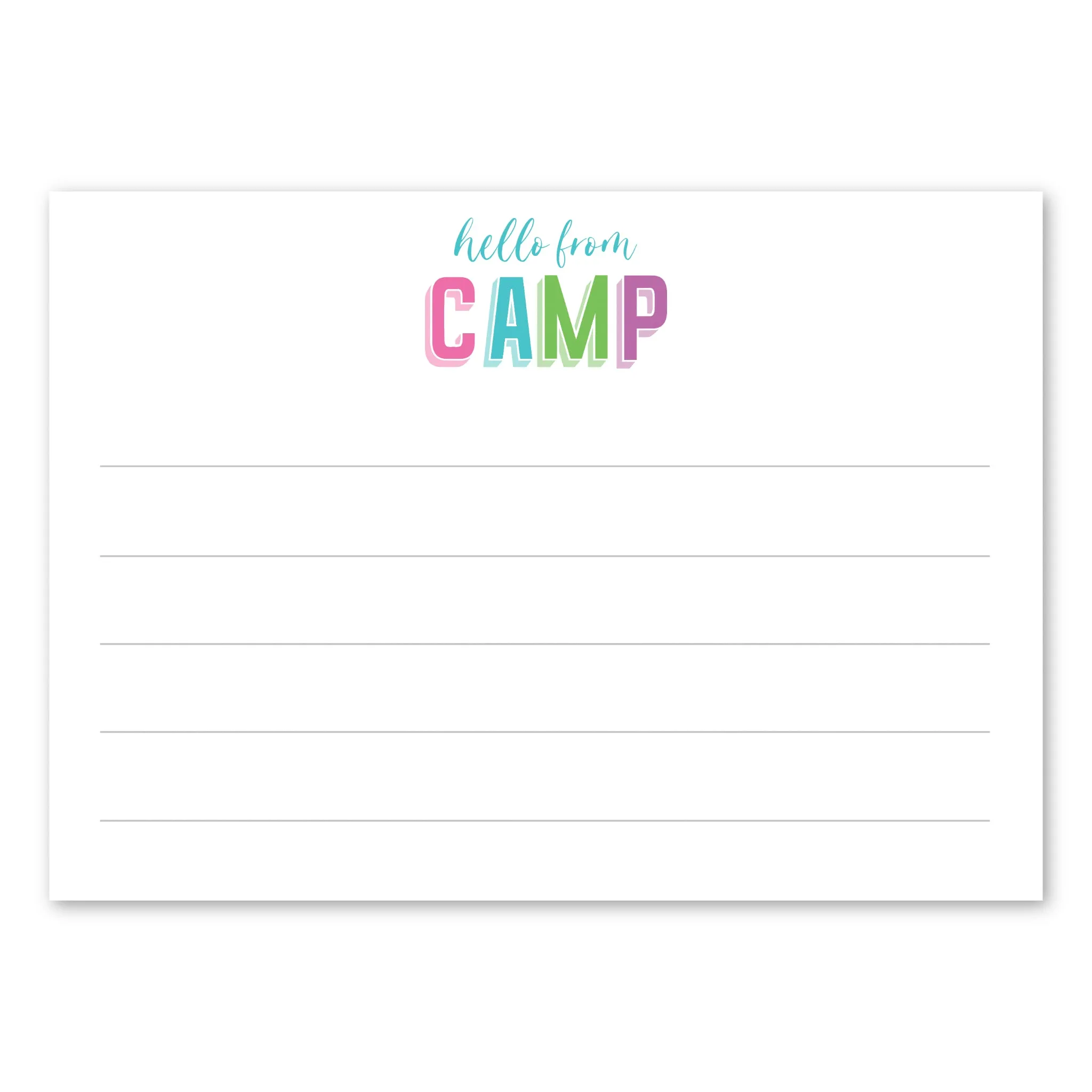 Pink Camp Stationery with Lines - 5x7 Card